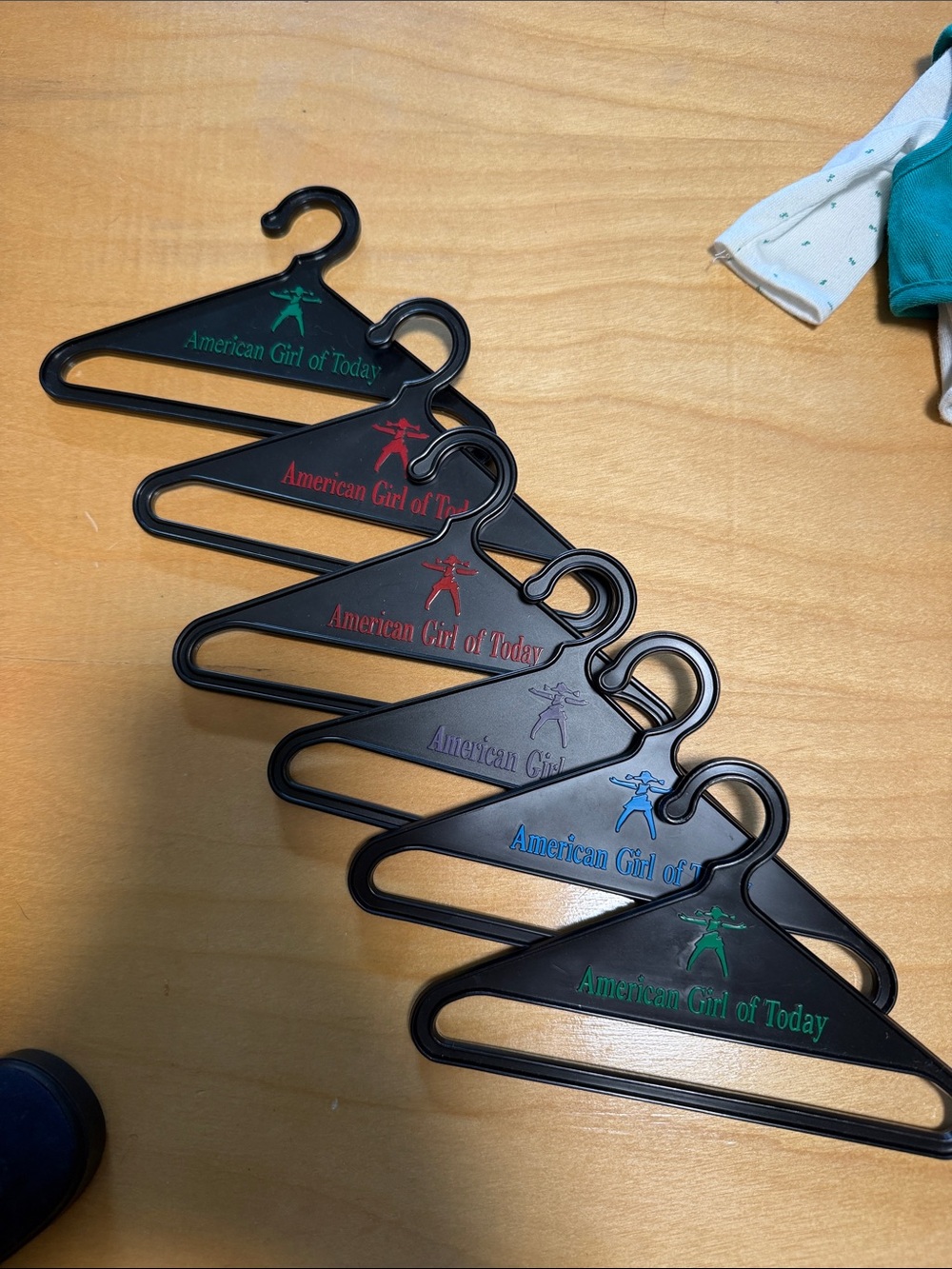 American Girl Black Doll Hangers with Colored Logo - Set of 6